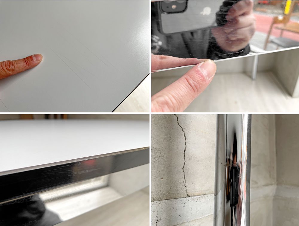 USMモジュラーファニチャー USM Haller USMハラーテーブル ワーキングデスク ダイニングテーブル W150cm アジャスター パールグレーラミネート 高さ調整機能付 ♪