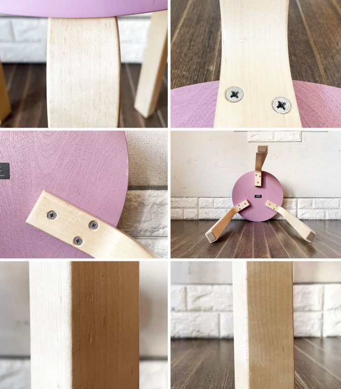 アルテック Artek スツール60 Stool60 3本脚 パープル × バーチ ヘラ・ヨンゲリウスコレクション 2014 アルヴァ・アアルト ◎