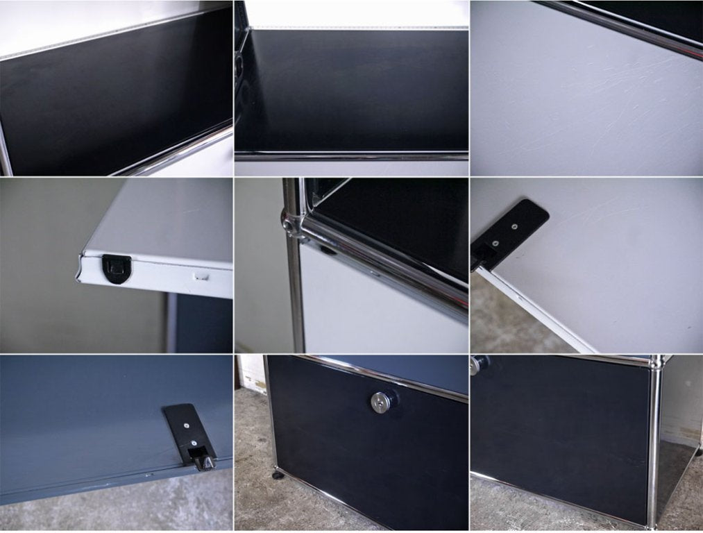 USMハラー USM Haller モジュラーファニチャー 1列4段 キャビネット ピュアホワイト ミッドグレー グラファイトブラック ドロップダウンドア フリッツ・ハラー ■