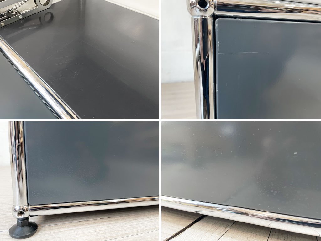 ユーエスエムハラー USM Haller モジュラーファニチャー キャビネット 1列4段 マルチカラー 4色 ドロップダウン扉 定価 \326,847-★