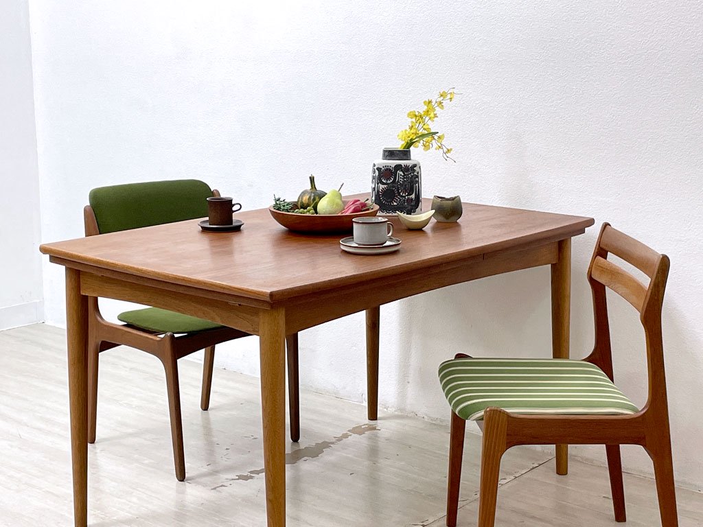 北欧ビンテージ Vintage チーク × オーク エクステンション EX 伸長式 ダイニングテーブル 幅127.5-177-227cm ミッドセンチュリー ●