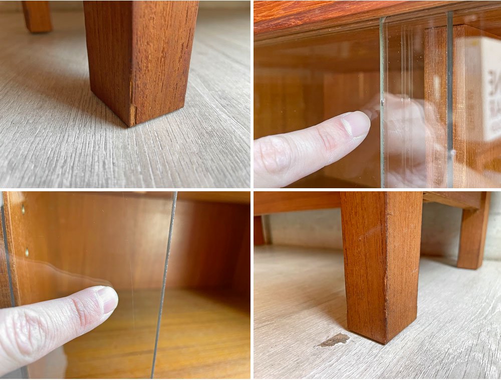 ジャパンビンテージ Japan Vintage チーク材 キャビネット ガラス戸 ドロワー4杯 ビンテージ 北欧スタイル ♪