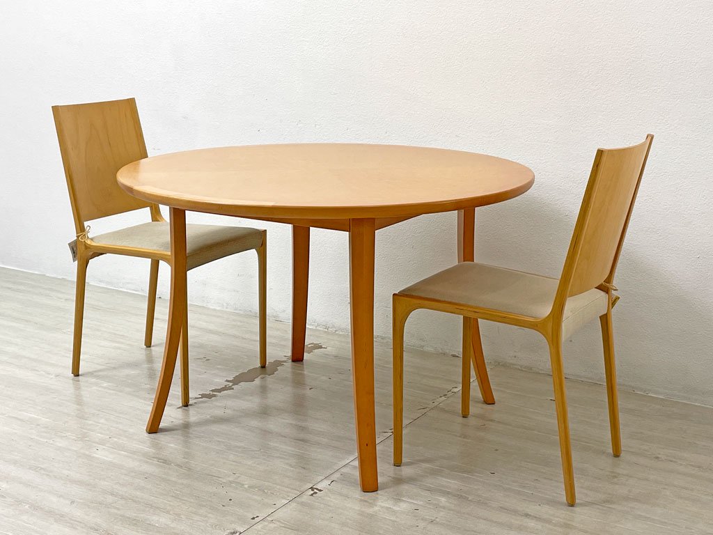 カンディハウス CONDE HOUSE ラウンド ダイニングテーブル バーズアイメイプル 直径約110cm 旧インテリアセンター ●