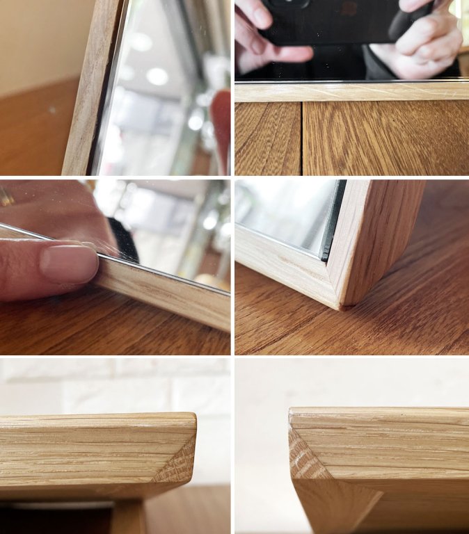 高野木工 TAKANO MOKKOU アスター ASTER 55置きミラー オーク材 スタンドミラー 卓上鏡 55×40cm ナチュラルモダン 大川家具 定価¥22,000- ◎