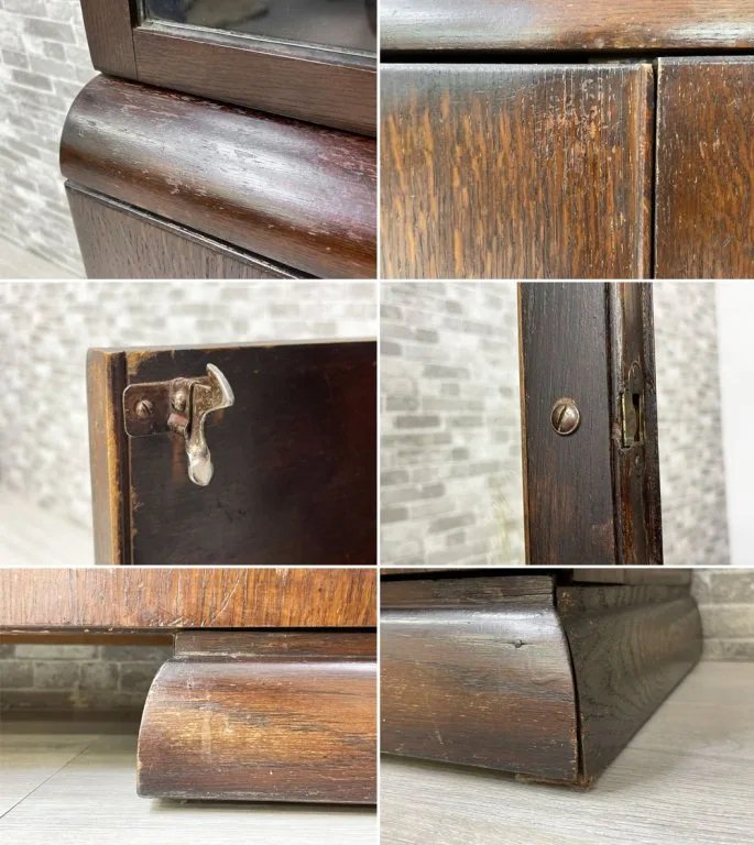 UKビンテージ Vintage オーク材 ブックケース キャビネット 食器棚 飾り棚 H153cm 英国家具 ジェオグラフィカ 取扱い ●