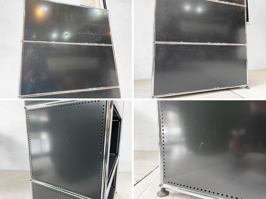 ユーエスエムハラー USM Haller モジュラーファニチャー キャビネット 1列4段 モノトーンカラー 2色 ドロップダウン扉 定価 \26,5639- ★