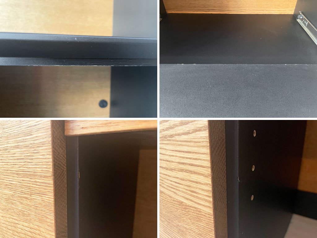 モモナチュラル MOMO Natural ホルム HOLM カップボード CUPBOARD キッチンボード オーク材 ブラック メラミン化粧板 W119 ナチュラルモダン 定価¥143,500- ★