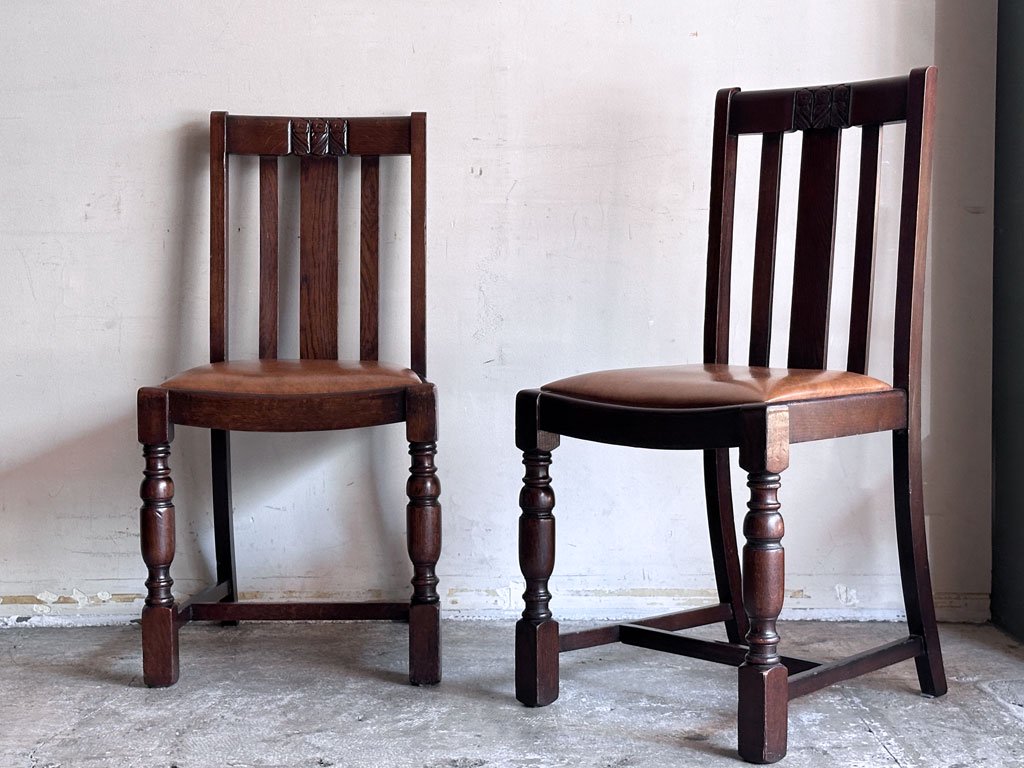 イギリス ヴィンテージ ダイニングチェア オーク材 英国 UK バルボスレッグ A ■