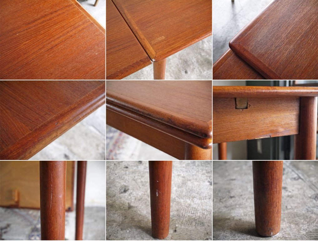 デンマークビンテージ Danish Vintage チーク材 エクステンション ダイニングテーブル W85cm 伸長式 北欧家具 ■