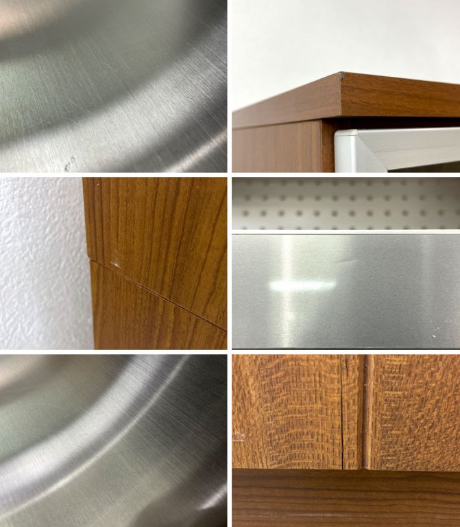 ウニコ unico ストラーダ STRADA キッチンボード レンジボード 食器棚 ステンレス アッシュ材 W80cm 廃番 ●