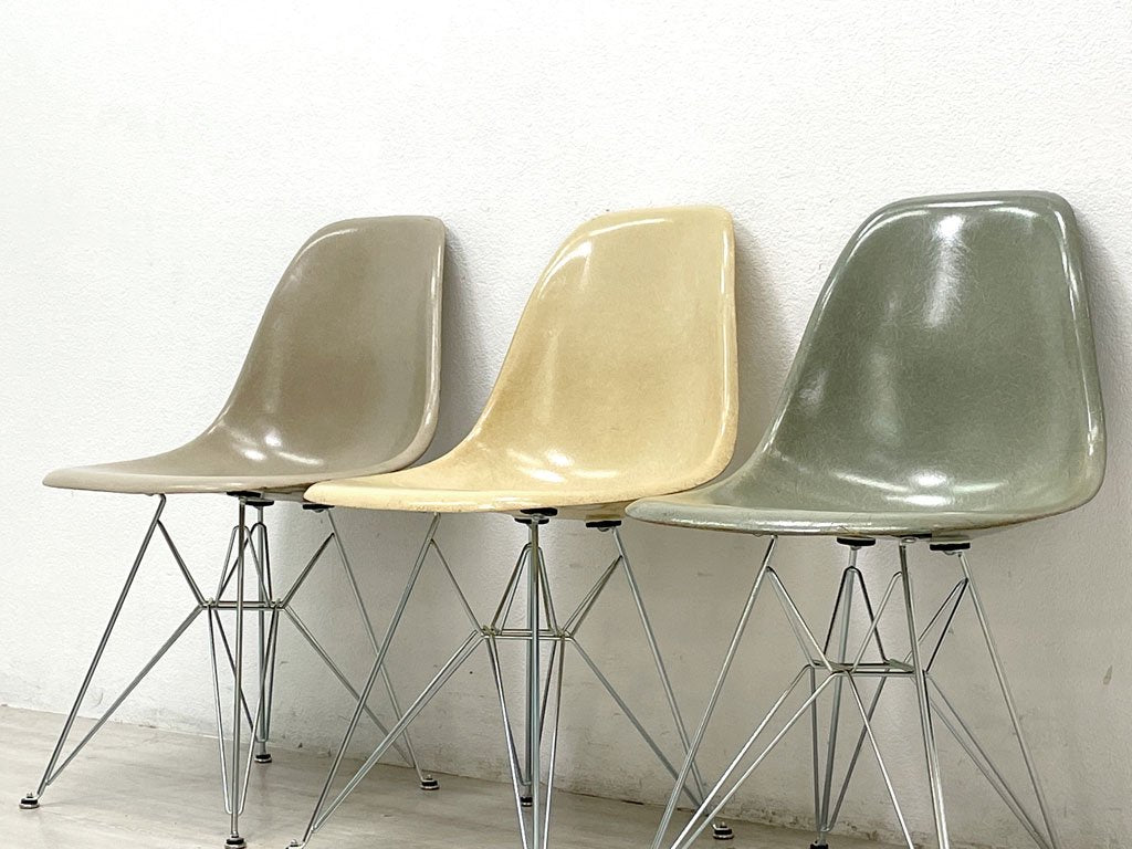 ハーマンミラー Herman Miller サイドシェルチェア セカンド 2ndビンテージ FRP グレージュ エッフェルベース ジンクカラー C&Rイームズ ●