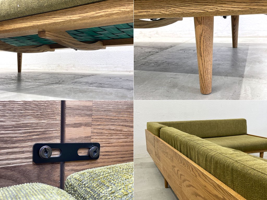 モモナチュラル Momo Natural デイソファ DAY SOFA 3シーター+2.5シーター 片アームカウチ オーク材 カバーリング 総額¥271,000 〓