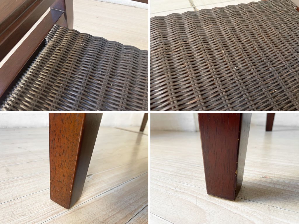 エーフラット a.flat ケイ KEI ローテーブル センターテーブル ラタン ガラストップ W100cm アジアン家具 定価¥52,360- ★