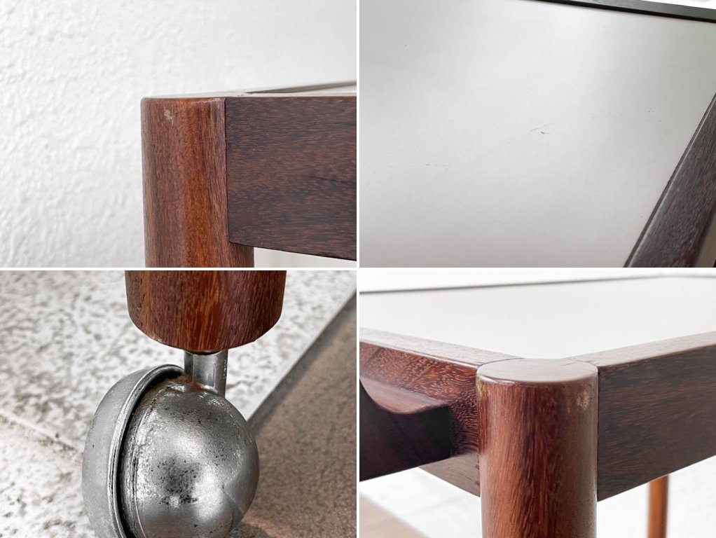 ジャパンビンテージ Japan Vintage キッチンワゴン ローズウッド材 メラミントップ ホワイト×ブラック リバーシブル ミッドセンチュリー ◇