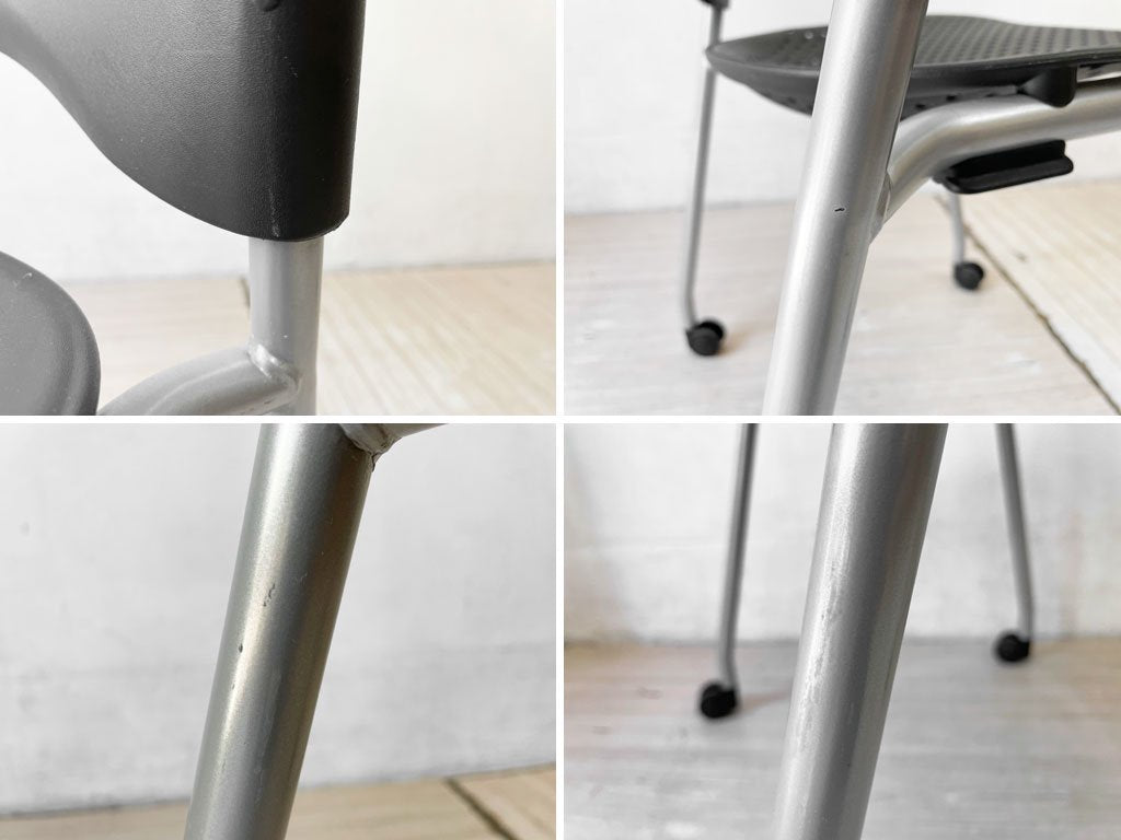 ハーマンミラー Herman Miller ケイパーチェア CAPER Chair スタッキングチェア アームレス キャスター付 ブラック ジェフ・ウェバー 合計定価¥99,000- ★