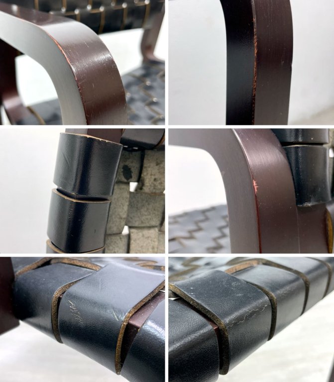 アルフレックス arflex エヌティー NT ダイニングチェア アーム 川上元美 プライウッド オーク材 ダークウォールナット色 本革 ブラック色 モダン 定価¥178,200- ●