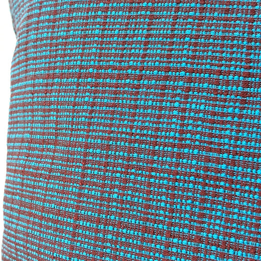 カッシーナイクスシー Cassina ixc. クッション W45cm ターコイズブルー×ブラウン フェザー 織柄 モダン A ◎