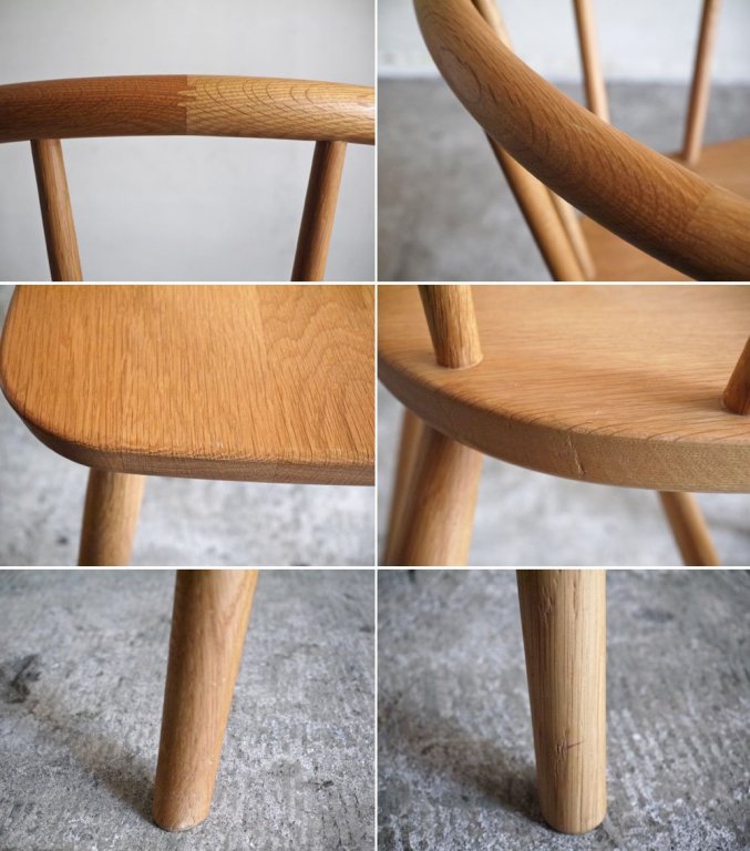 無印良品 MUJI オーク材 アームチェア 丸脚 スポークバック ダイニングチェア ナチュラルデザイン A ■