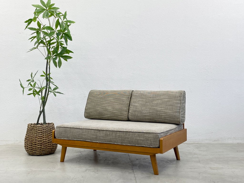 ウニコ unico アルベロ ALBERO 2シーター ソファ 2人掛け チークカラーフレーム グレー系 ミックスファブリック カバーリング 北欧スタイル〓