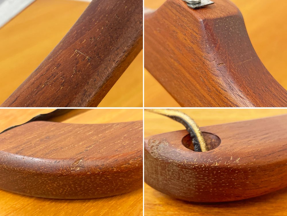 フィドルボウ デザイン ブレッドナイフ Fiddle Bow Bread Knife W39cm パン切包丁 チーク材 無垢材 革紐付き 北欧 ビンテージ ●