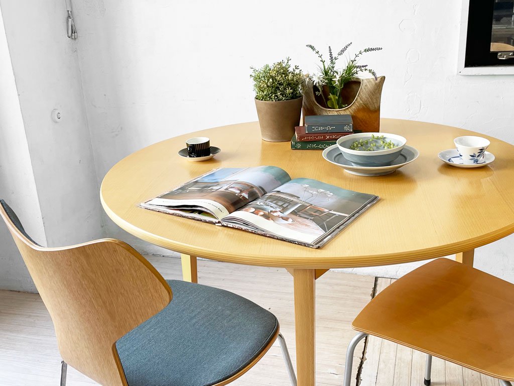 イデー IDEE ダイニングテーブル DC ナチュラル DINING TABLE DC Natural ラウンド ブナ材 天板 3本脚 長大作 定価\167,000- ★
