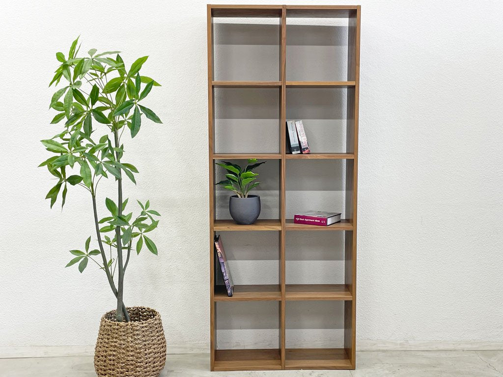 無印良品 MUJI スタッキングシェルフ 5段2列 ウォールナット材 シンプルモダン オープンシェルフ グリッド ディスプレイラック 〓
