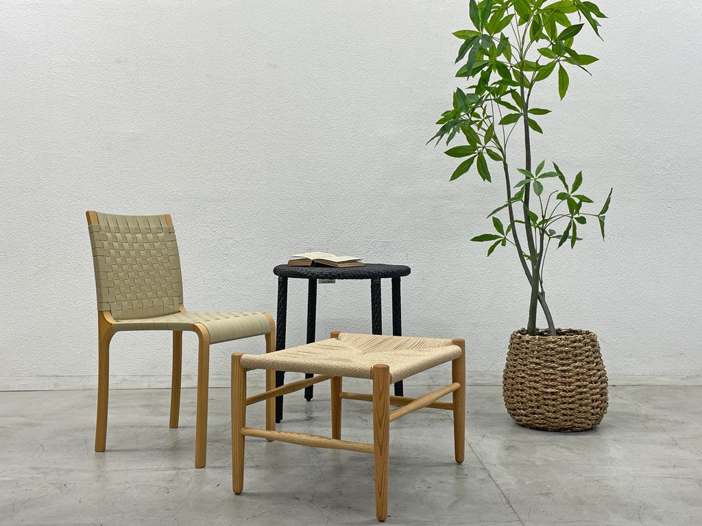 ワイスワイス WISE WISE B.Jシリーズ チノ CHINO オットマン フットスツール BC-107 ペーパーコードxオーク材 オイルフィニッシュ 未使用保管品 〓