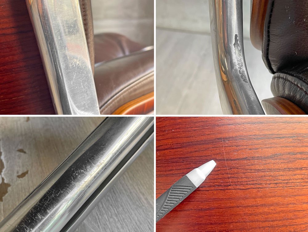 ジロフレックス giroflex 82 パサール Pasal デスクチェア エグゼクティブチェア ローバック ダークブラウン レザー プライウッド アルミベース♪