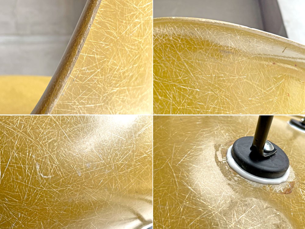 ハーマンミラー Herman Miller サイドシェルチェア イエローダーク セカンド 2nd FRP エッフェルベース ビンテージ イームズ ミッドセンチュリー ♪