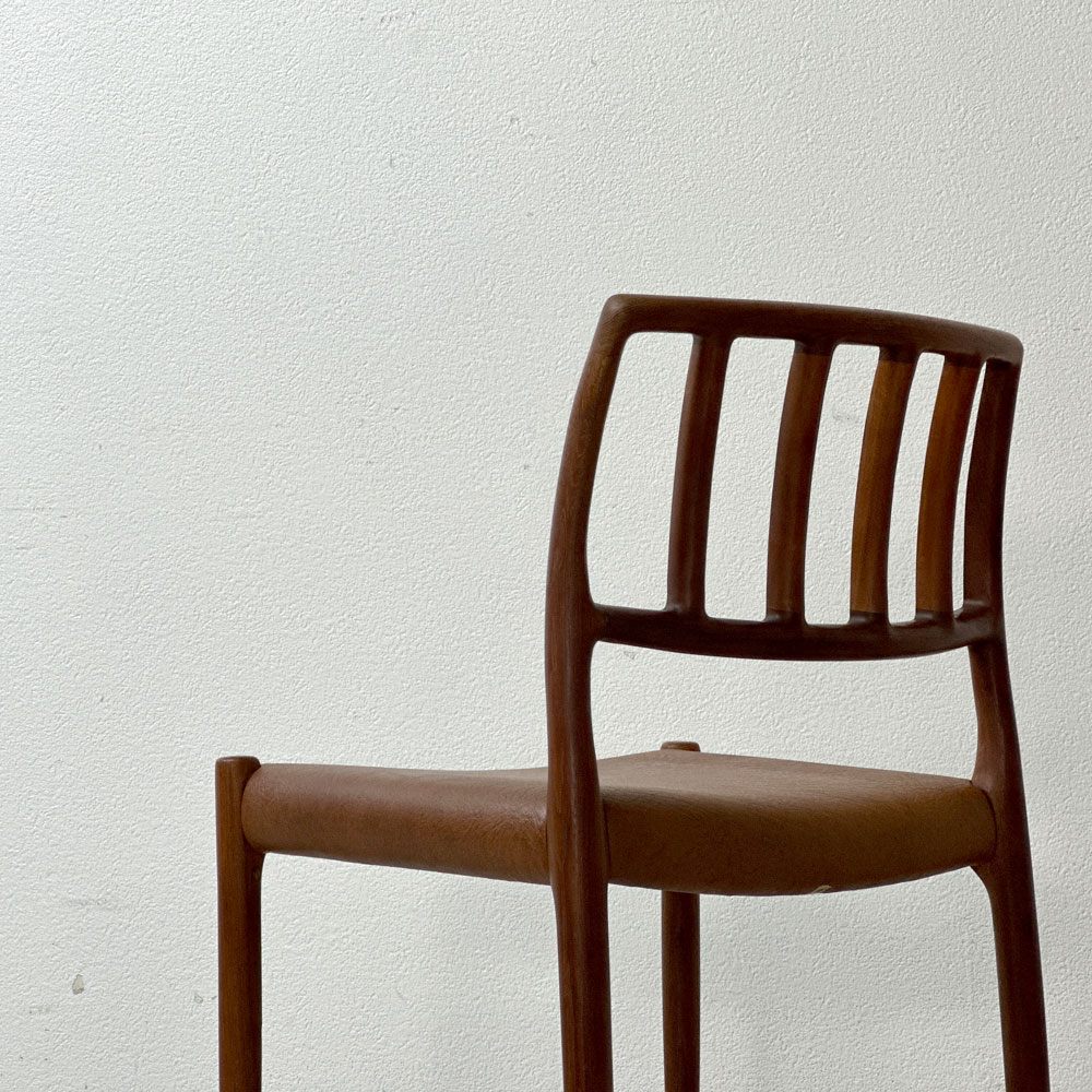 J.L.モラー J.L.Mollers No.83 ダイニングチェア チーク無垢材 PVCレザー デンマークビンテージ 北欧家具 名作 ●
