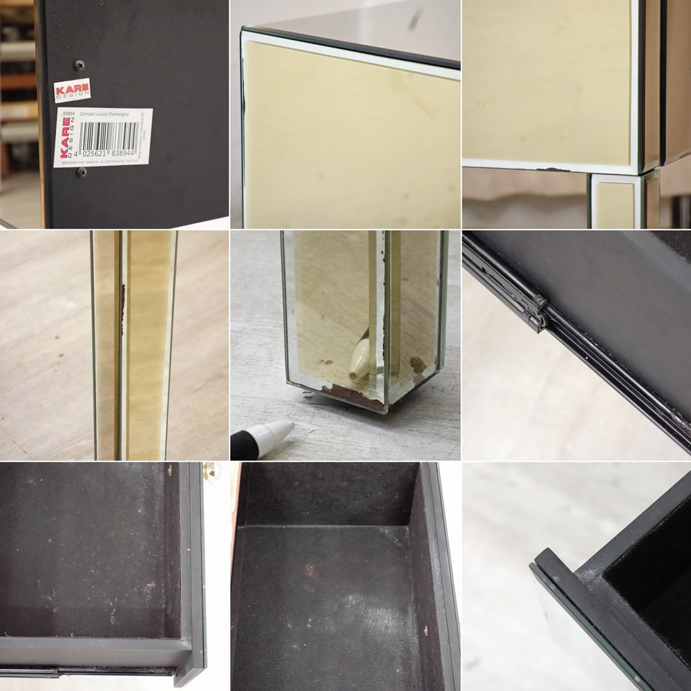 カレ kare ラグジュアリー LUXUARY コンソールテーブル デスク Wcm 2ドロワー オールラウンドミラー ●