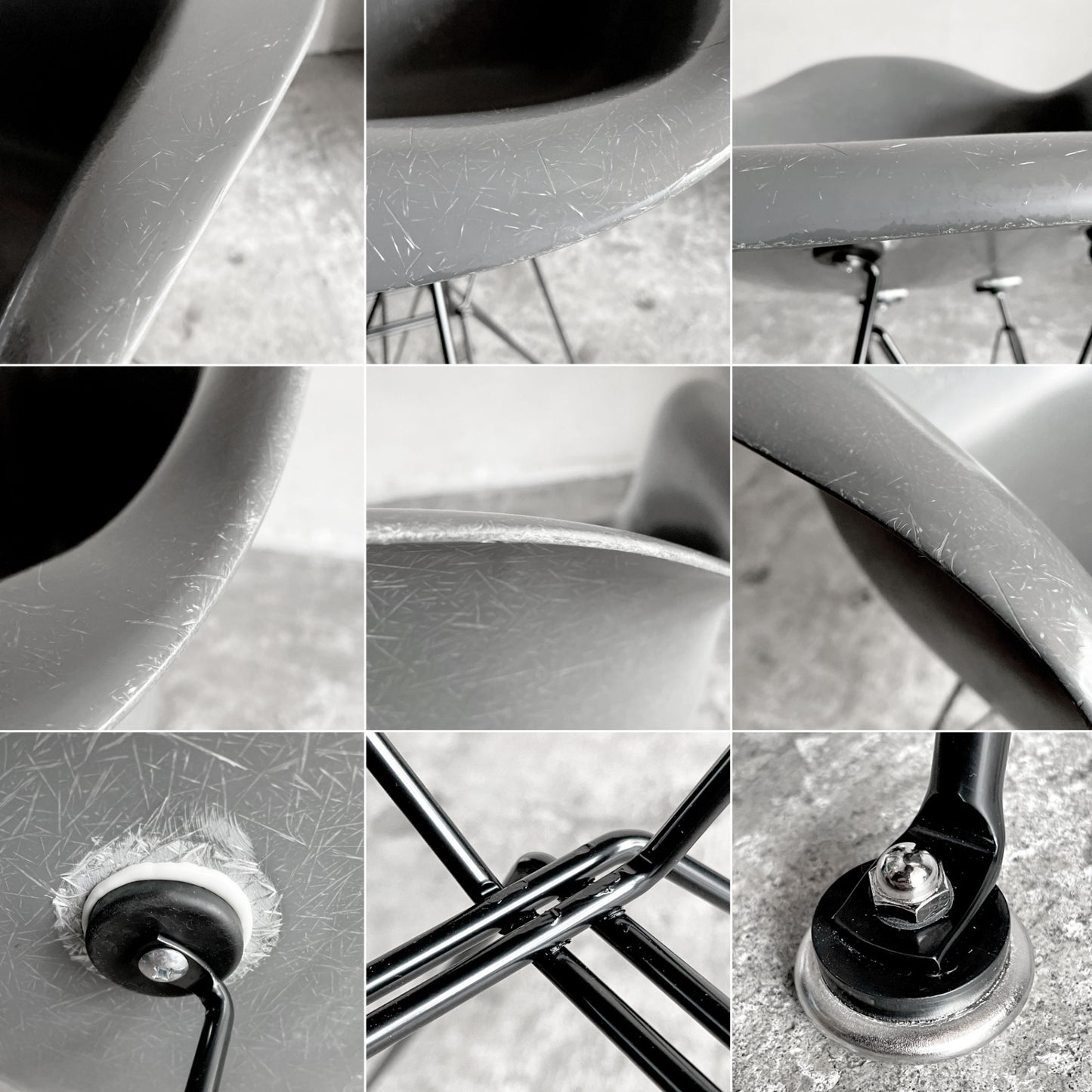 ハーマンミラー Herman Miller アームシェルチェア 現行FRP製 エレファントハイドグレー エッフェルベース C&R イームズ ミッドセンチュリー ■