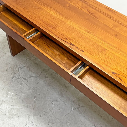 チーク無垢材デスク 3ドロワー W150 コの字 北欧テイスト ●