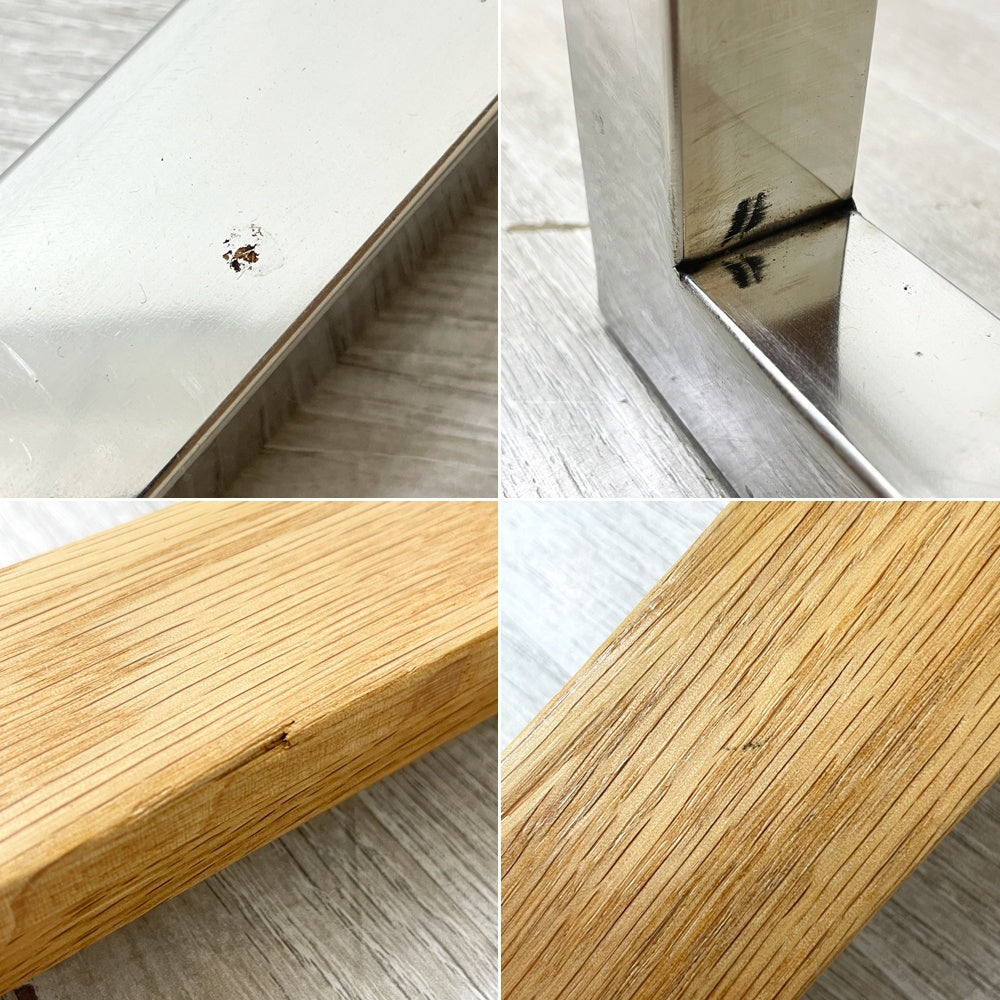 モダンデザイン オーク材 x スチールレッグ デスク ダイニングテーブル 工業系 インダストリアル W120cm ●