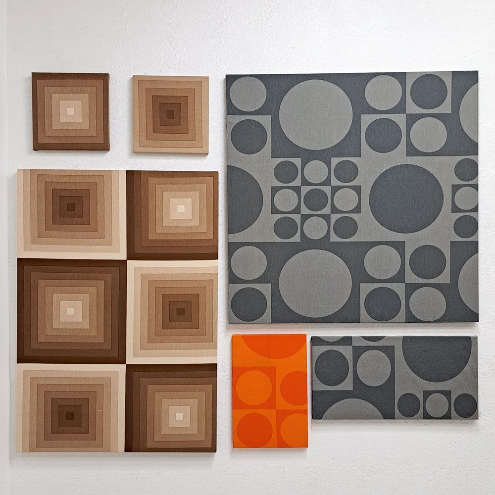 イノベーション INNOVATION ジオメトリ GEOMETRI 28×41cm ファブリック パネル ヴェルナー・パントン Verner Panton オレンジ 木枠 ウォール インテリア ●