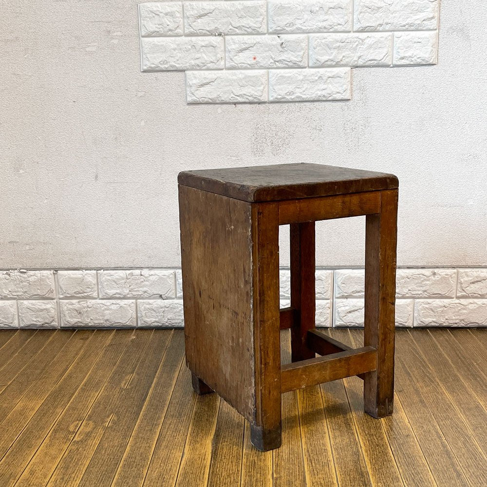 ジャパンビンテージ Japan Vintage スツール 図工椅子 角椅子