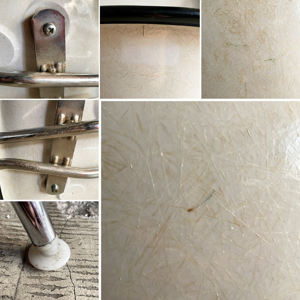 ハーマンミラー Herman Miller モダンファニチャーセールス サイドシェルチェア FRP製 ナウガレザー ワイドマウント スタッキングベース ダークグレー×パーチメント C&R イームズ ビンテージ ■