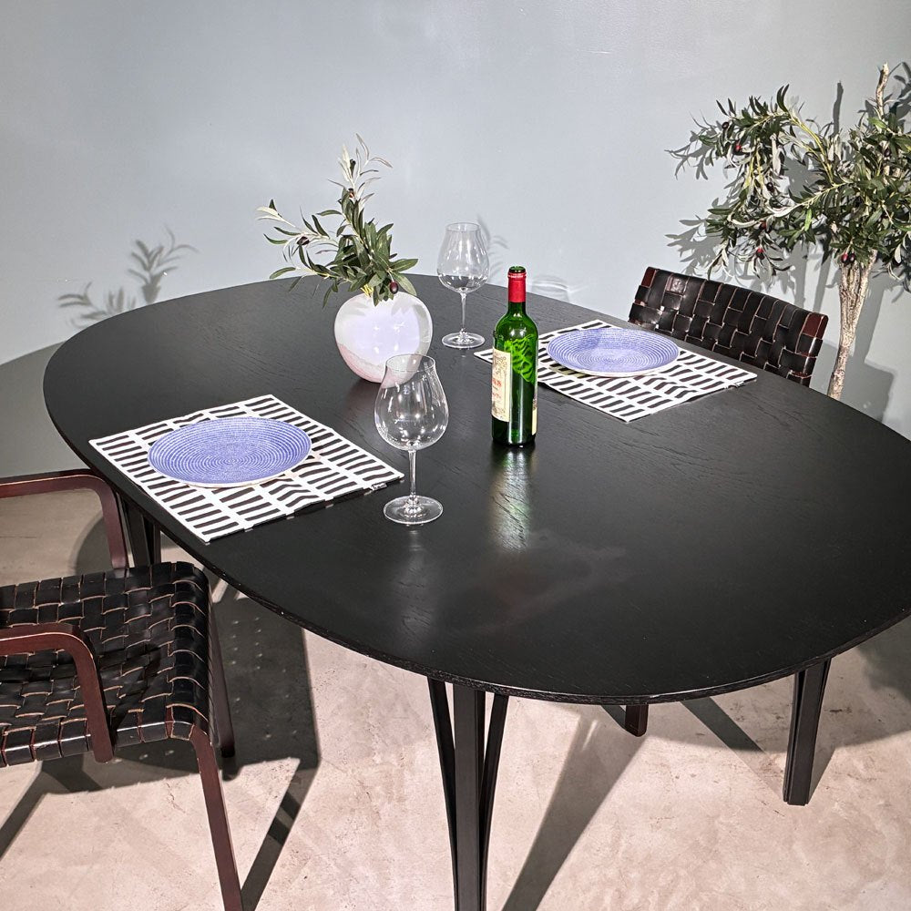 フリッツハンセン Fritz Hansen スーパー楕円 Bテーブル ダイニングテーブル B613 ウッドレッグ ブラック W180cm ピート・ヘイン アルネ・ヤコブセン 希少 ◎