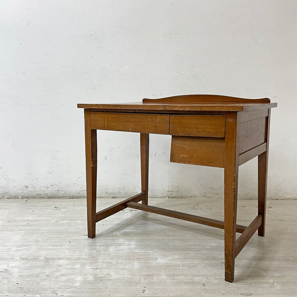 ジャパンビンテージ　片袖木製デスク　昭和レトロ　シンプル　机　古民家家具 ジャパンビンテージ Japan Vintage 古い木味のデスク 片袖机 抽斗3杯