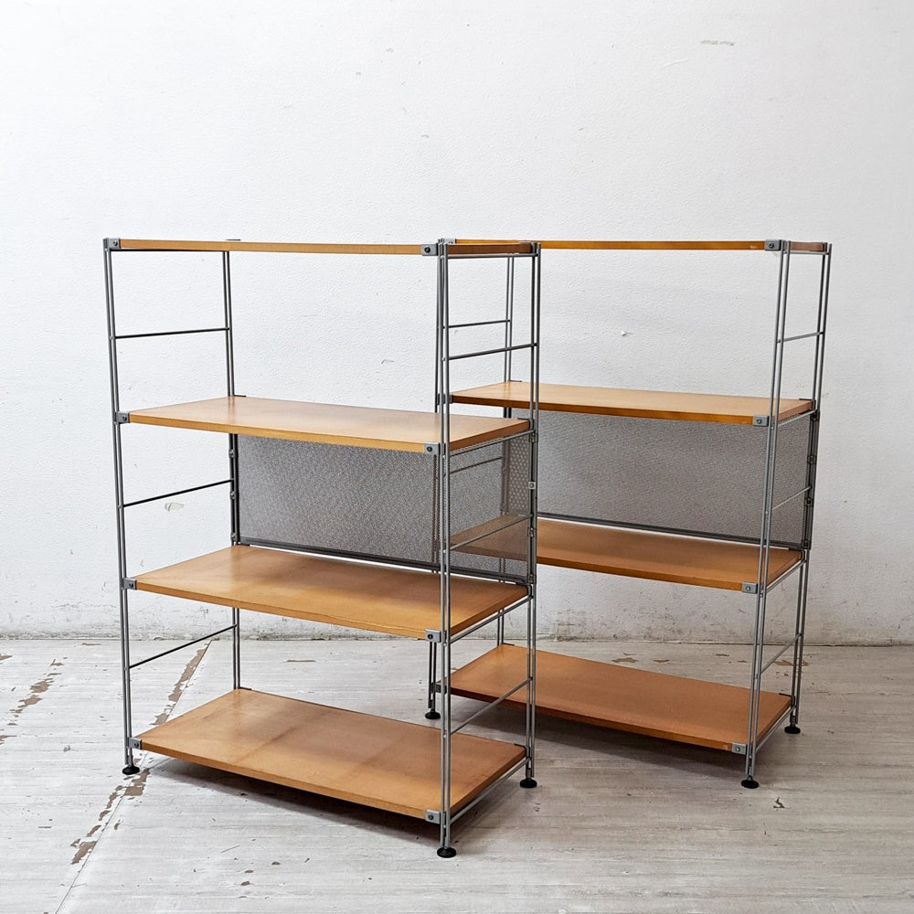 無印良品 MUJI ステンレスユニットシェルフ ワイド メープル材 棚板4枚 バックパネル付 W84.5 x H120cm シンプルナチュラル A ●