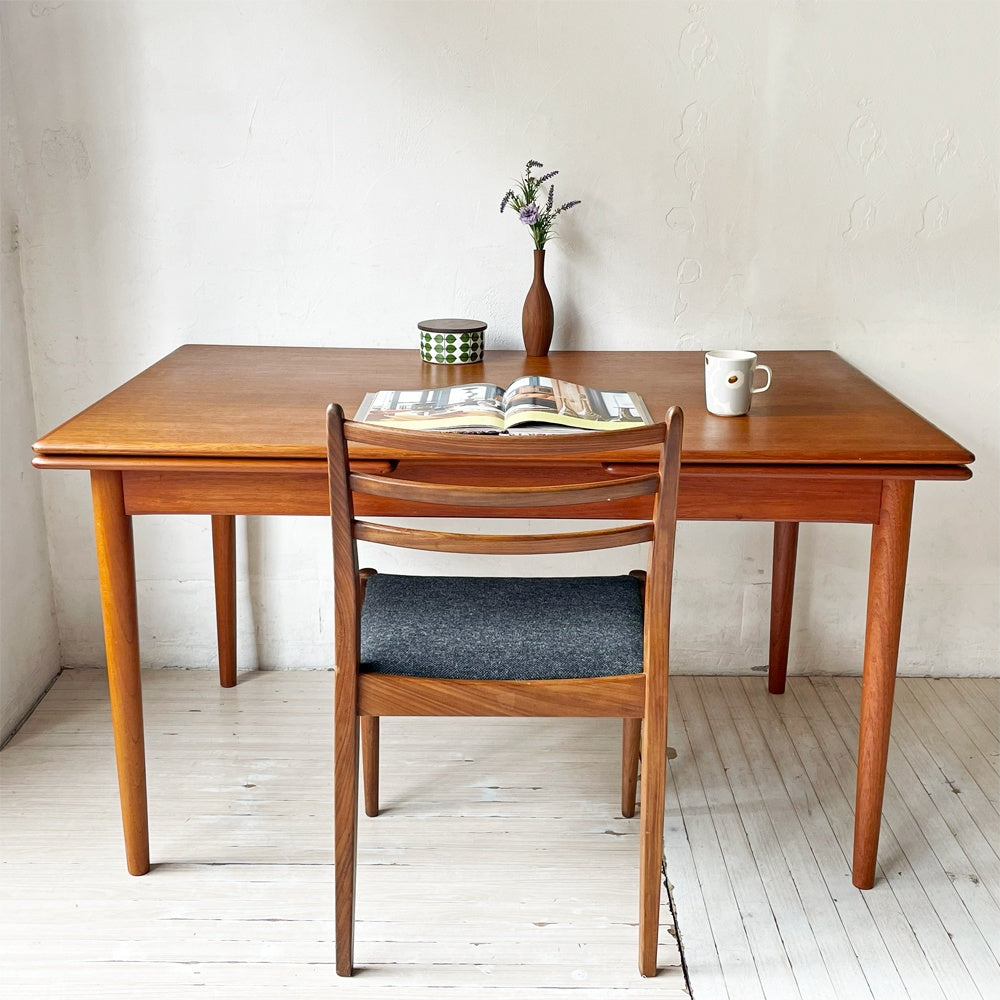 北欧ビンテージ チーク材 ドローリーフ ダイニングテーブル エクステンション 伸長式 W133~237cm デンマーク Danish Vintage ★