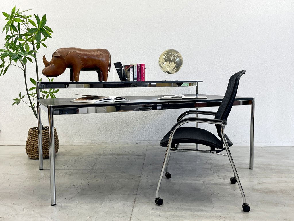 ユーエスエムハラー USMハラー USM Haller モジュラーファニチャー ハラーテーブル オーク ブラック W200cm アジャスター機能付 トレーホルダー アディショナルシェルフ 〓