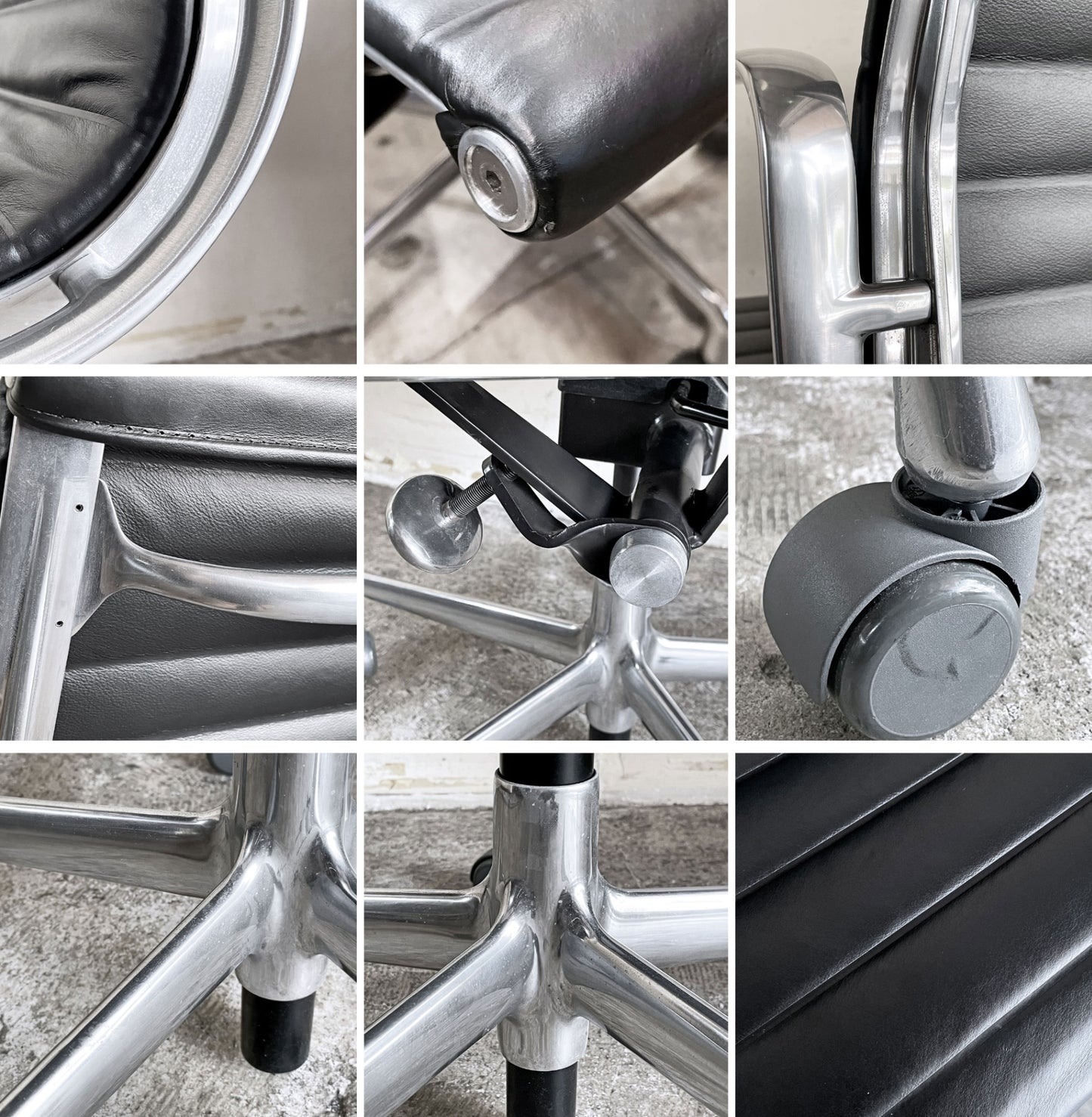 ハーマンミラー Herman Miller アルミナムグループチェア マネージメントチェア アルミバフベース ガス圧昇降仕様 5本脚キャスタータイプ 本革 イームズ ■