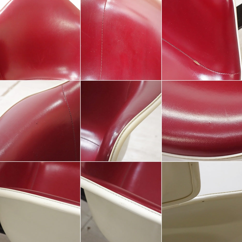 ハーマンミラー Herman Miller ビンテージ エアポートベンチ タンデムシート 4連 アームシェル 2nd PVCレザー イームズ 希少 ●