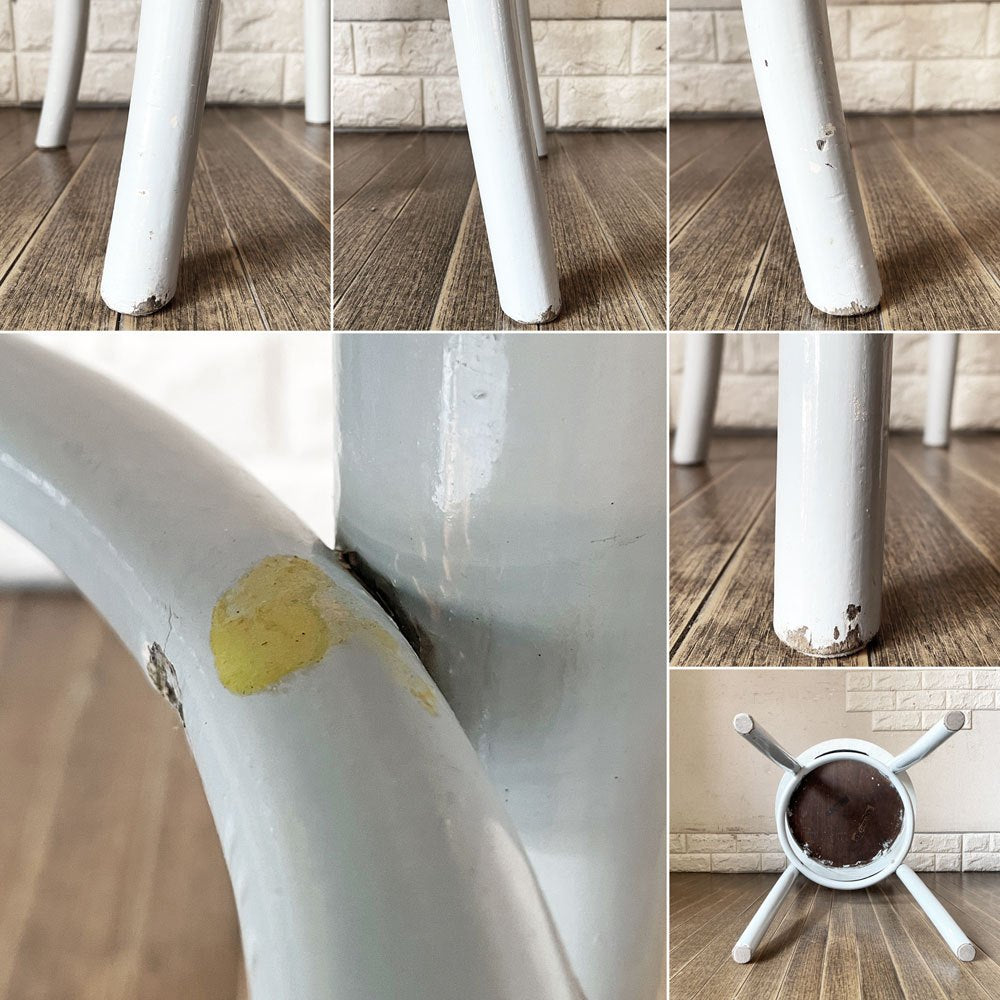 トーネット THONET ベントウッドチェア ダイニングチェア 曲木 ペールブルーペイント クロコダイル柄 ポーランド製 ビンテージ ◎