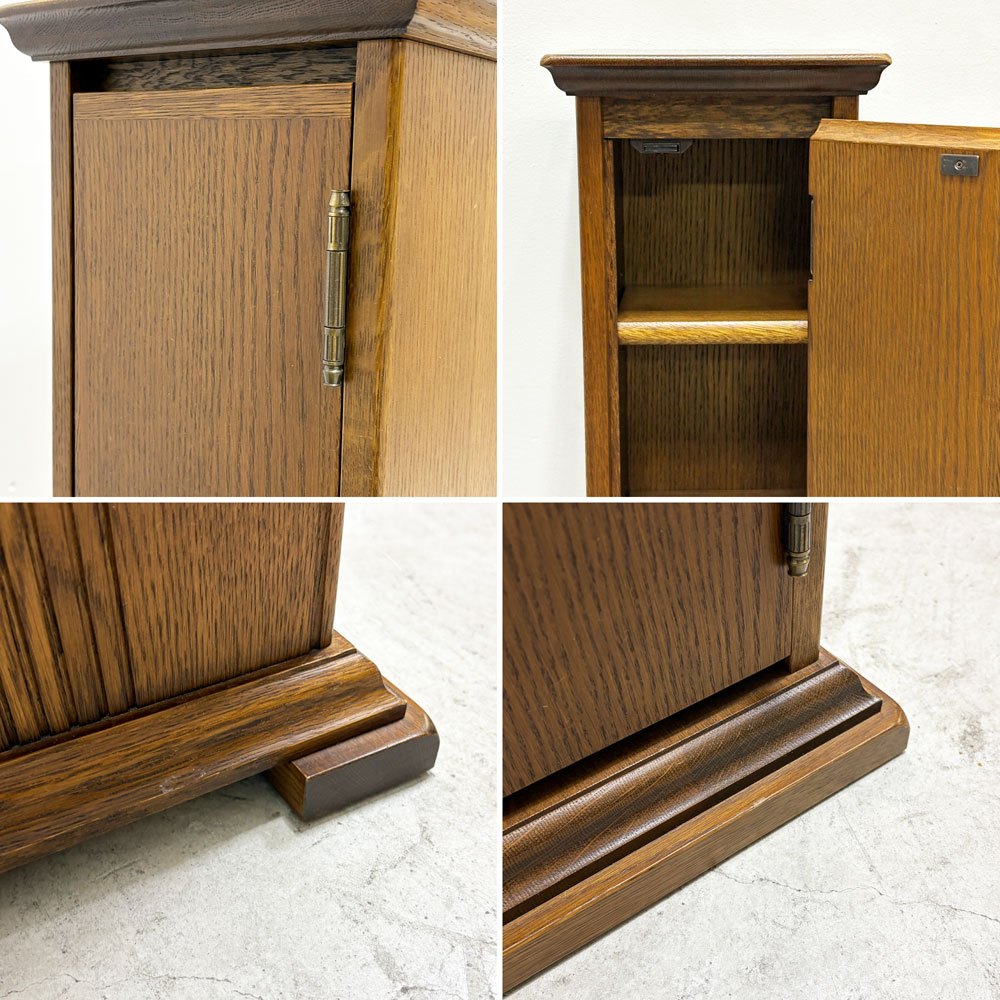 オーク材 キャビネット 小型収納 花台 H80cm 棚板4枚 ロイズアンティークス Lloyd's Antiques 購入品 ●