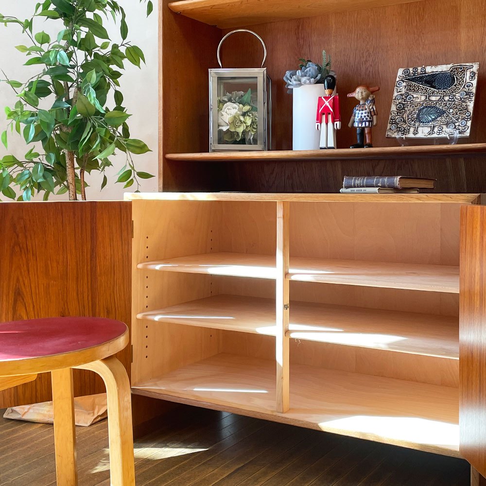 RY Mobler システムボード RY15+RY5 W100cm チーク材 オーク材 オープンシェルフ+キャビネット ハンス・J・ウェグナー Hans J Wegner 北欧ビンテージ ◎
