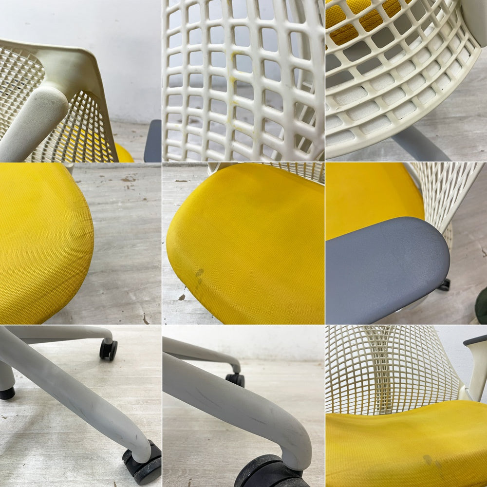 ハーマンミラー Herman Miller セイルチェア SAYL Chair デスクチェア リクライニング 旧モデル イヴ・ベアール ホワイトxイエロー 2014年製 ●