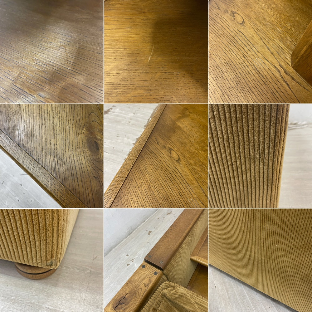 トラックファニチャー TRUCK FURNITURE HNSOFA 1Pソファ 1-SEATER+コーナーテーブル CORNER TABLEセット ナラ材 無垢材 F-21 グリーンコーデュロイ 参考価格約¥734,800- ●