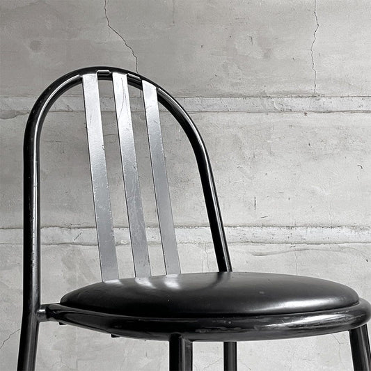 フランスビンテージ French Vintage ステヴァンチェア Stevens Chair モデルC Model C ブラック レザー クッションシート ロベール・マレ=ステヴァンス 刻印有 B ♪